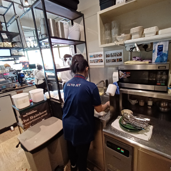 cleaning kitchen